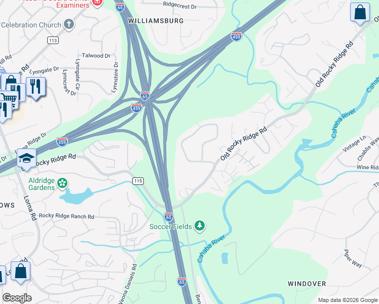 map of restaurants, bars, coffee shops, grocery stores, and more near 3712 Spearman Drive in Birmingham