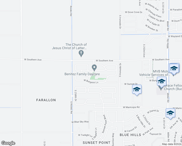 map of restaurants, bars, coffee shops, grocery stores, and more near 25731 West Lynne Lane in Buckeye