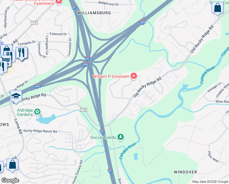 map of restaurants, bars, coffee shops, grocery stores, and more near 3712 Spearman Drive in Birmingham