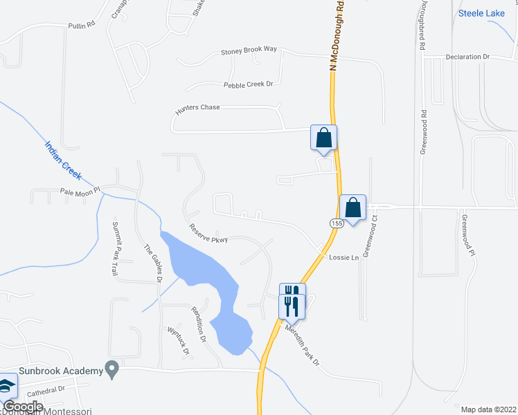 map of restaurants, bars, coffee shops, grocery stores, and more near 524 Jaclyn Circle in McDonough