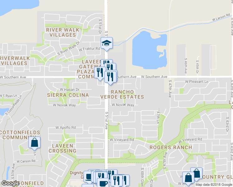 map of restaurants, bars, coffee shops, grocery stores, and more near 5025 West Nancy Lane in Phoenix