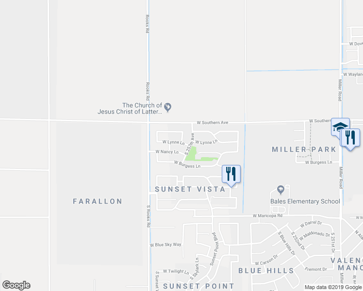 map of restaurants, bars, coffee shops, grocery stores, and more near 25757 West Lynne Lane in Buckeye