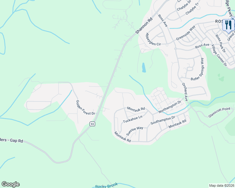 map of restaurants, bars, coffee shops, grocery stores, and more near 2544 Sebonac Road in Hoover