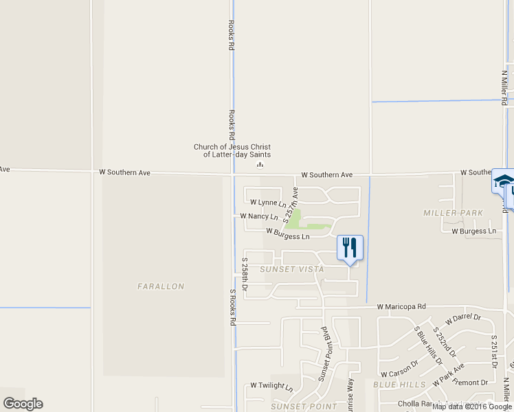 map of restaurants, bars, coffee shops, grocery stores, and more near 25829 West Lynne Lane in Buckeye
