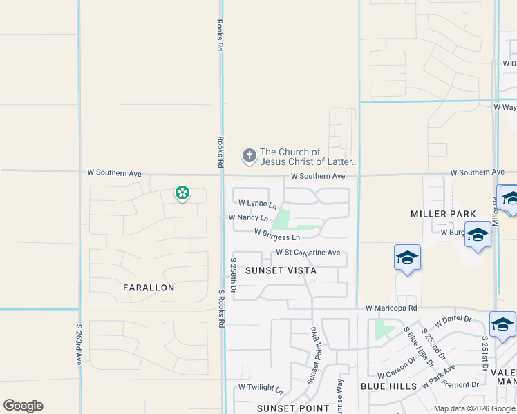 map of restaurants, bars, coffee shops, grocery stores, and more near 25757 West Lynne Lane in Buckeye