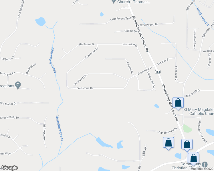 map of restaurants, bars, coffee shops, grocery stores, and more near 175 Freestone Drive in Newnan