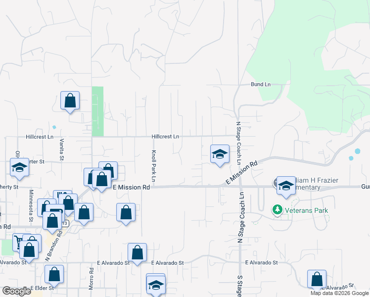 map of restaurants, bars, coffee shops, grocery stores, and more near 843 Hillcrest Terrace in Fallbrook