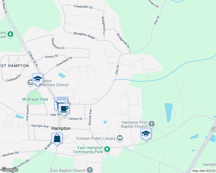 map of restaurants, bars, coffee shops, grocery stores, and more near 51 Elm Street in Hampton