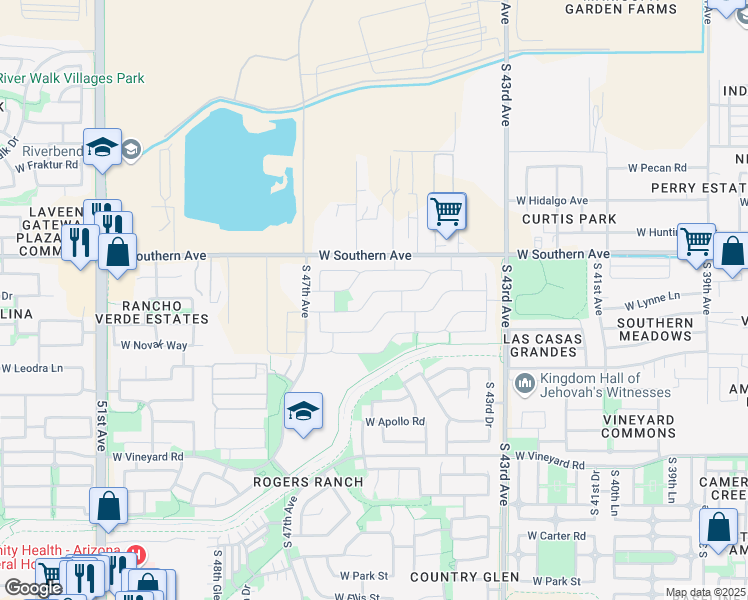map of restaurants, bars, coffee shops, grocery stores, and more near 6111 South 45th Glen in Phoenix