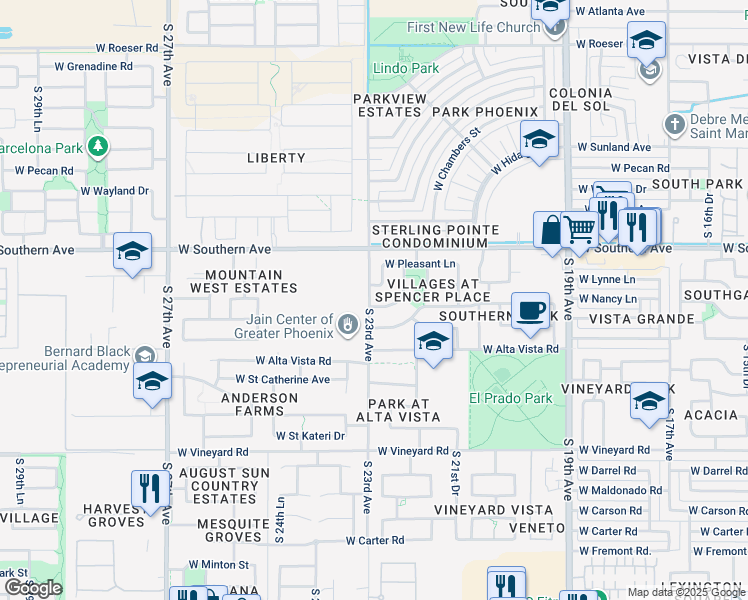map of restaurants, bars, coffee shops, grocery stores, and more near 2236 West Nancy Lane in Phoenix