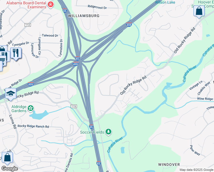 map of restaurants, bars, coffee shops, grocery stores, and more near 3744 Spearman Drive in Birmingham