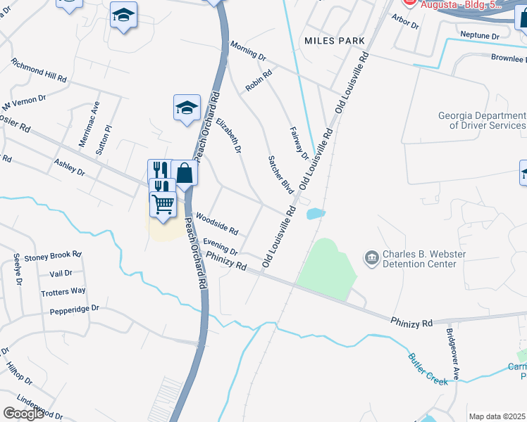 map of restaurants, bars, coffee shops, grocery stores, and more near 1931 Pine Haven Road in Augusta