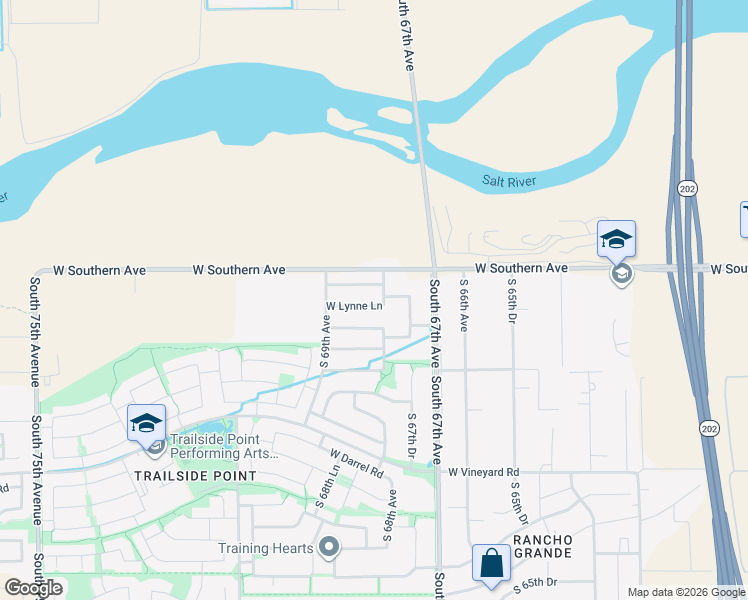 map of restaurants, bars, coffee shops, grocery stores, and more near 6820 West Pleasant Lane in Phoenix