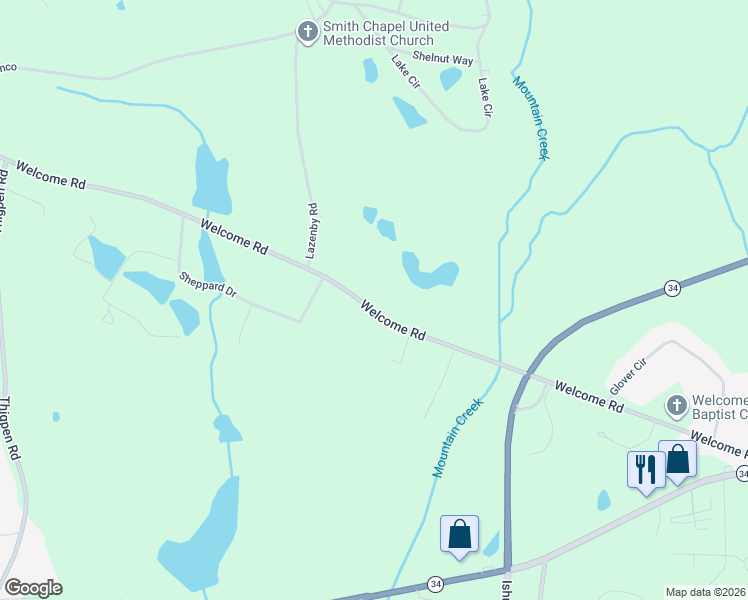 map of restaurants, bars, coffee shops, grocery stores, and more near 619 Welcome Road in Newnan