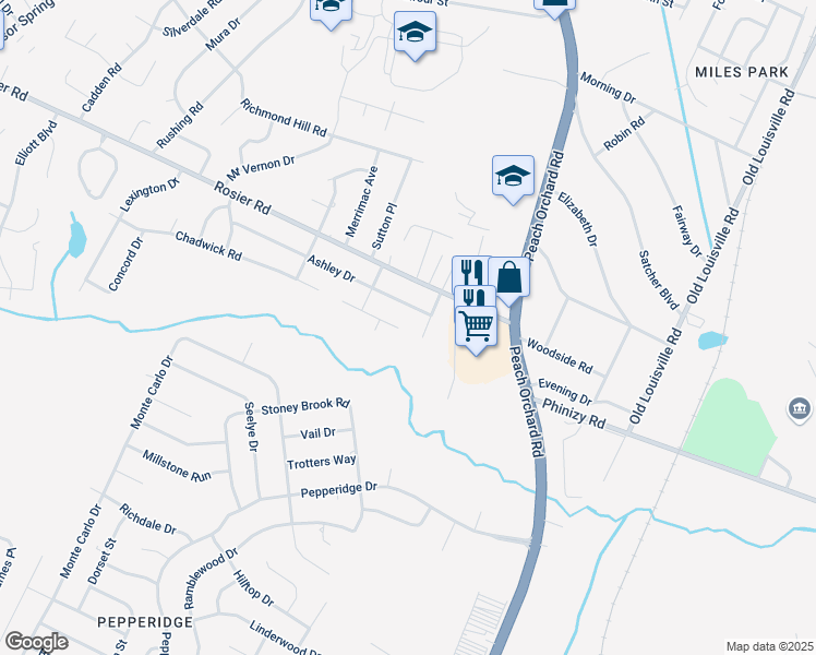 map of restaurants, bars, coffee shops, grocery stores, and more near 2010 Ashley Drive in Augusta