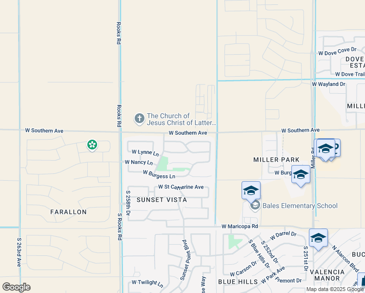 map of restaurants, bars, coffee shops, grocery stores, and more near 25620 West Pleasant Lane in Buckeye