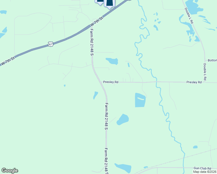 map of restaurants, bars, coffee shops, grocery stores, and more near County Road 1225 in Texarkana