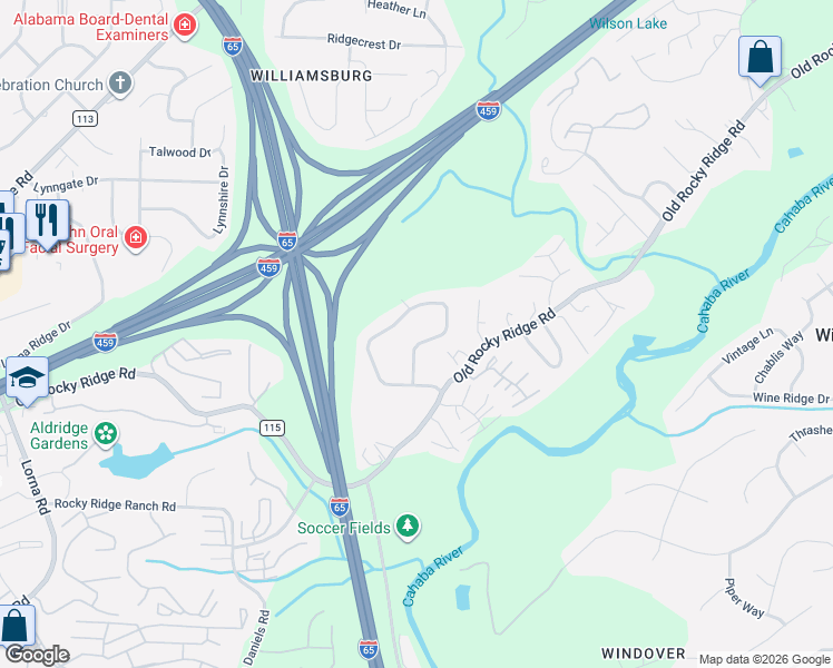 map of restaurants, bars, coffee shops, grocery stores, and more near 3730 Spearman Drive in Birmingham