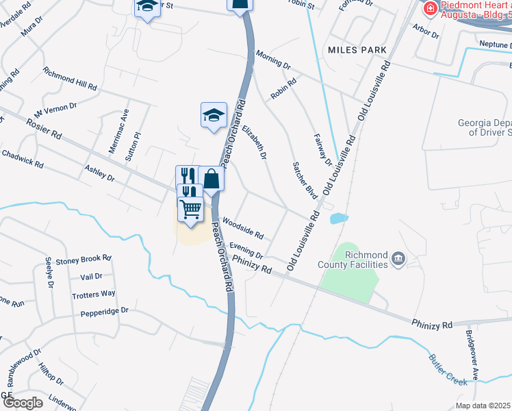 map of restaurants, bars, coffee shops, grocery stores, and more near 1919 Pine Haven Rd in Augusta