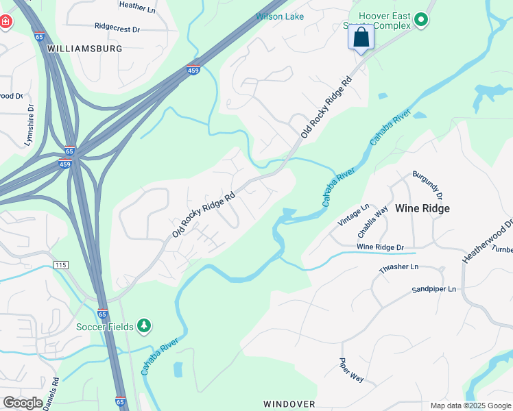 map of restaurants, bars, coffee shops, grocery stores, and more near 704 Old Rocky Ridge Lane in Vestavia Hills