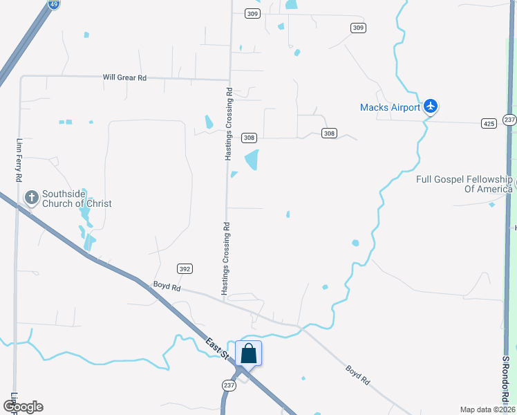 map of restaurants, bars, coffee shops, grocery stores, and more near 3212 Hastings Crossing Road in Texarkana