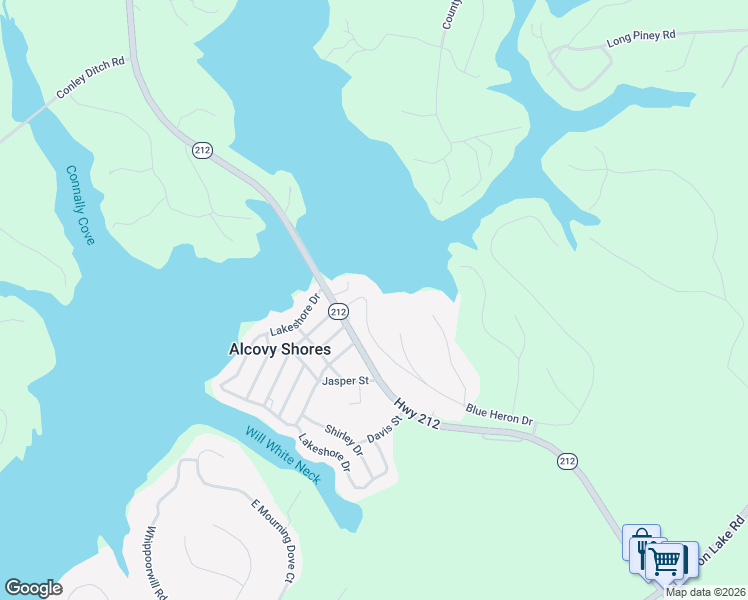 map of restaurants, bars, coffee shops, grocery stores, and more near 77 Miss Sarah Road in Monticello