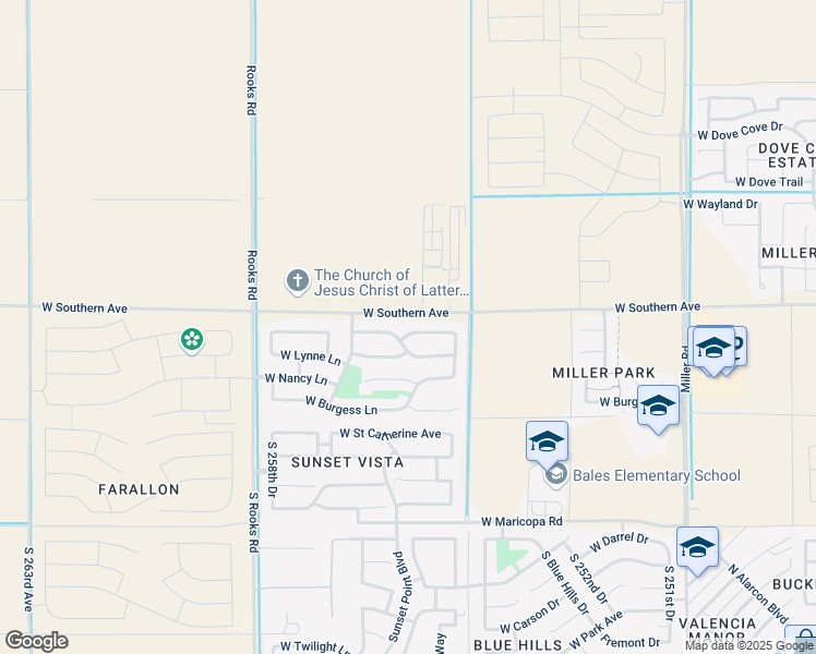 map of restaurants, bars, coffee shops, grocery stores, and more near 25620 West Pleasant Lane in Buckeye