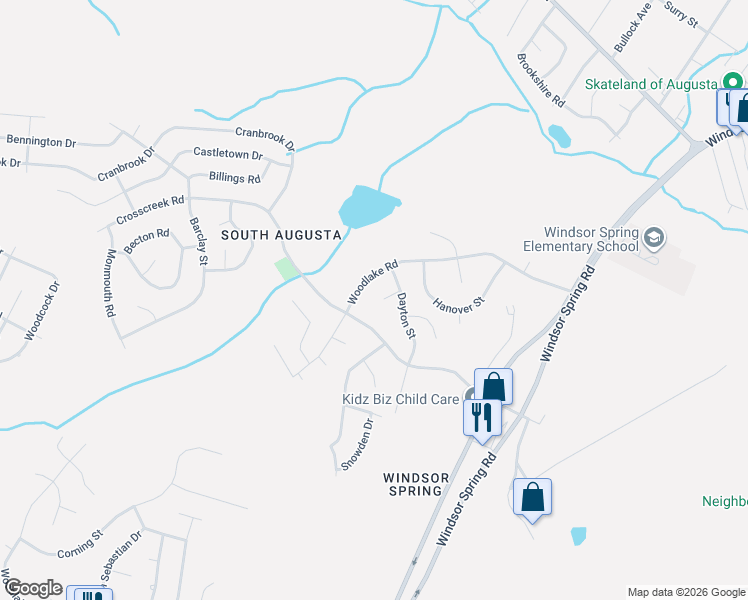 map of restaurants, bars, coffee shops, grocery stores, and more near 2507 Dewsbury Ct in Hephzibah