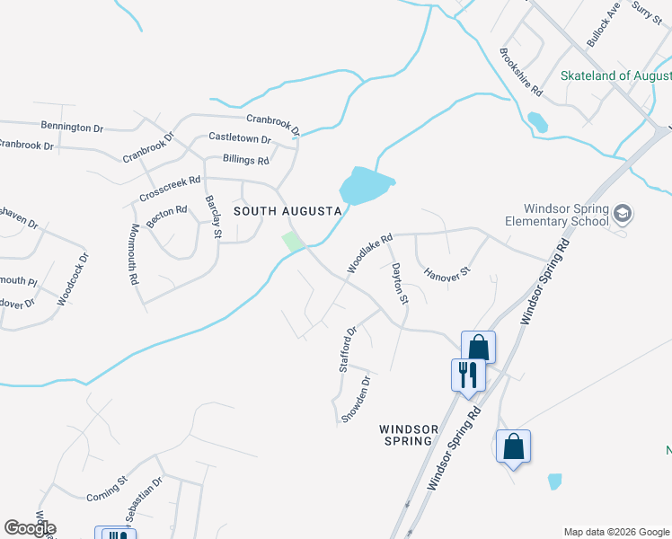 map of restaurants, bars, coffee shops, grocery stores, and more near 2603 Crosscreek Road in Hephzibah