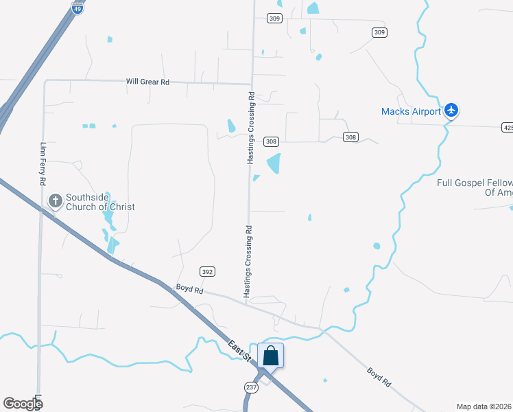 map of restaurants, bars, coffee shops, grocery stores, and more near 3209 Hastings Crossing Road in Texarkana