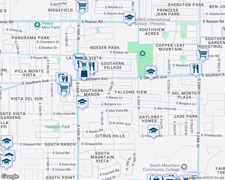 map of restaurants, bars, coffee shops, grocery stores, and more near 1808 East Lynne Lane in Phoenix