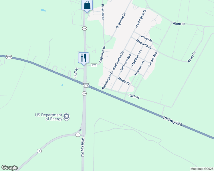 map of restaurants, bars, coffee shops, grocery stores, and more near 1014 Washington Drive in Aiken