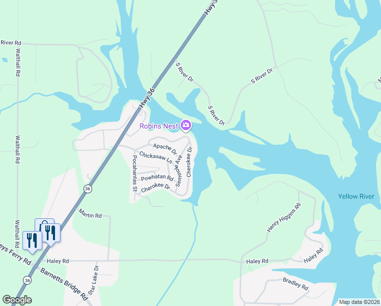 map of restaurants, bars, coffee shops, grocery stores, and more near 178 Cherokee Drive in Jackson