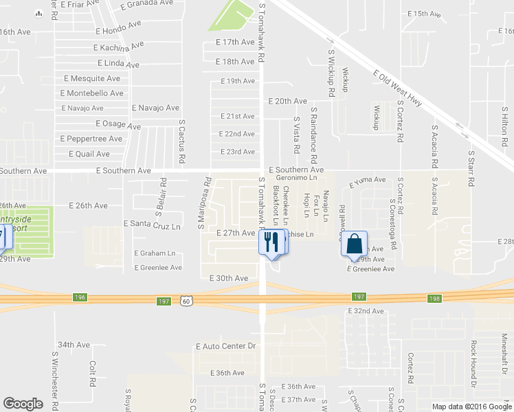 map of restaurants, bars, coffee shops, grocery stores, and more near 1541 East 26th Avenue in Apache Junction