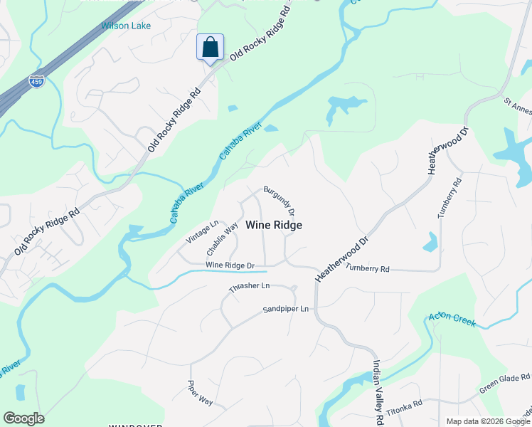 map of restaurants, bars, coffee shops, grocery stores, and more near 4712 Wine Ridge Lane in Birmingham
