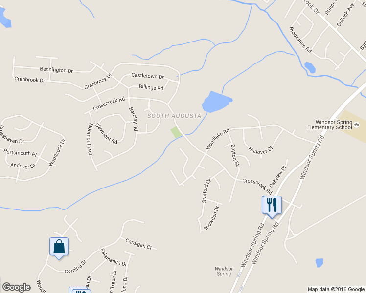 map of restaurants, bars, coffee shops, grocery stores, and more near 2320 Prescott Pl in Hephzibah