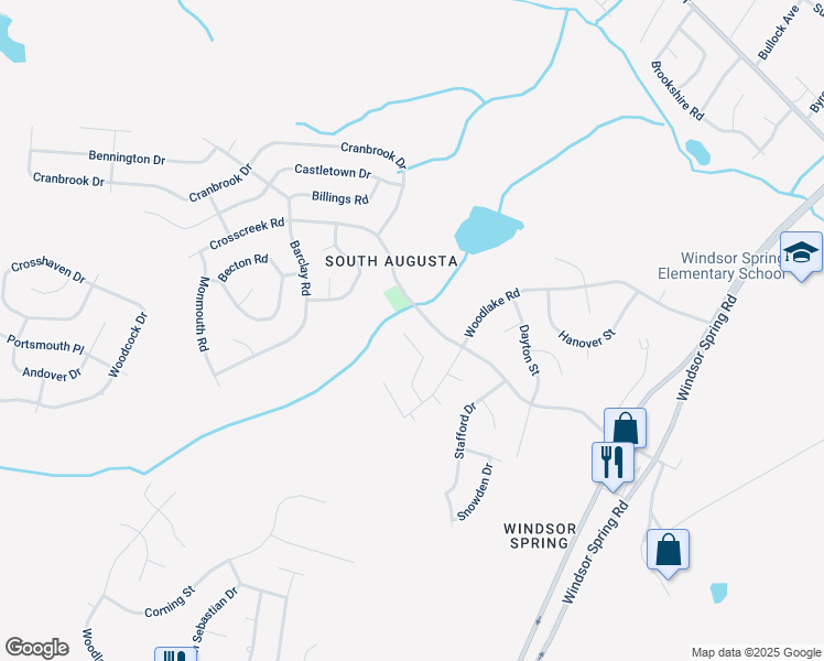 map of restaurants, bars, coffee shops, grocery stores, and more near 2320 Prescott Place in Hephzibah