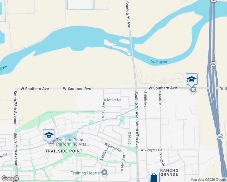 map of restaurants, bars, coffee shops, grocery stores, and more near 6820 W Pleasant Ln in Phoenix