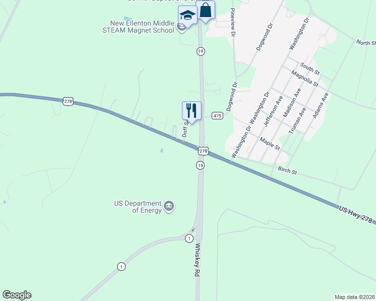 map of restaurants, bars, coffee shops, grocery stores, and more near 2520 Williston Road in Aiken