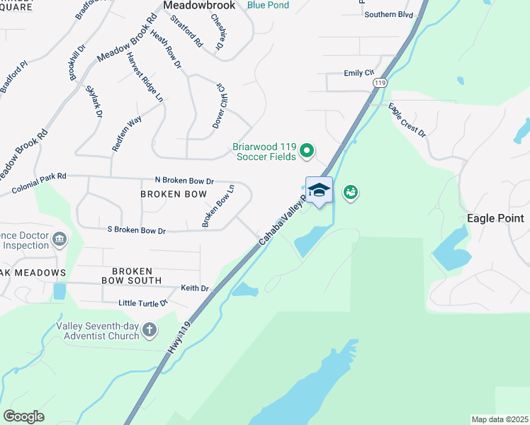 map of restaurants, bars, coffee shops, grocery stores, and more near 6220 Cahaba Valley Road in Birmingham