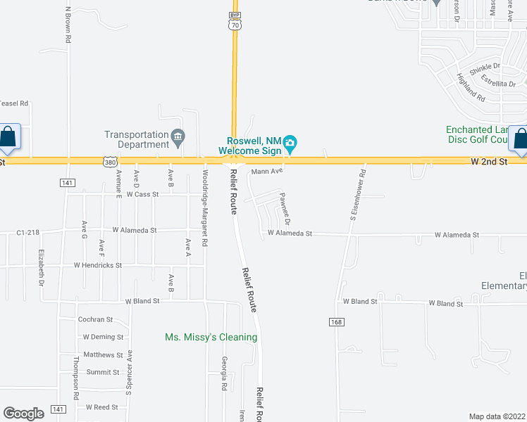 map of restaurants, bars, coffee shops, grocery stores, and more near 205 Mann Avenue in Roswell