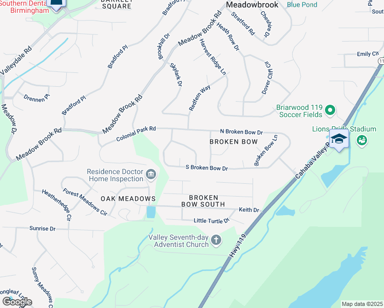 map of restaurants, bars, coffee shops, grocery stores, and more near 3221 Chickasaw Lane in Birmingham