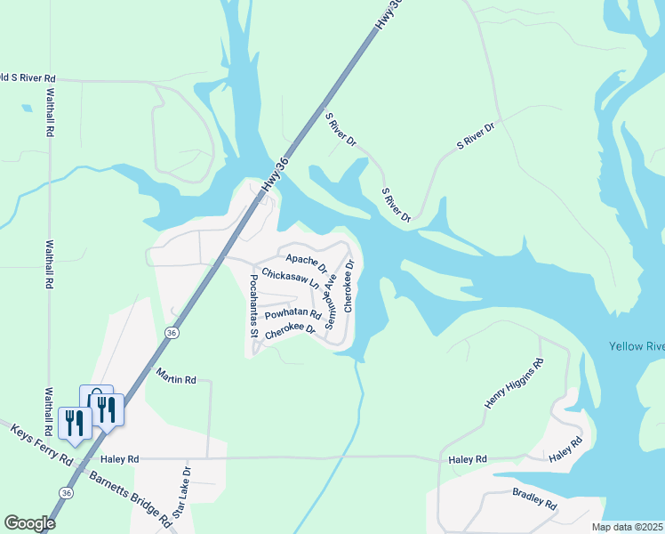 map of restaurants, bars, coffee shops, grocery stores, and more near 109 Seminole Avenue in Jackson