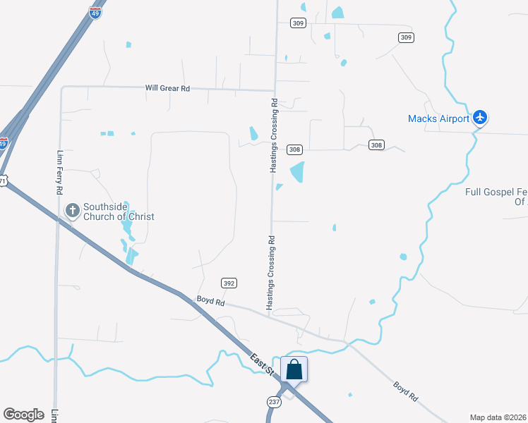 map of restaurants, bars, coffee shops, grocery stores, and more near 3209 Hastings Crossing Road in Texarkana