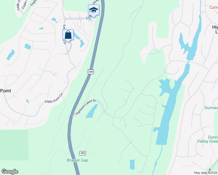 map of restaurants, bars, coffee shops, grocery stores, and more near 122 Highland View Drive in Birmingham