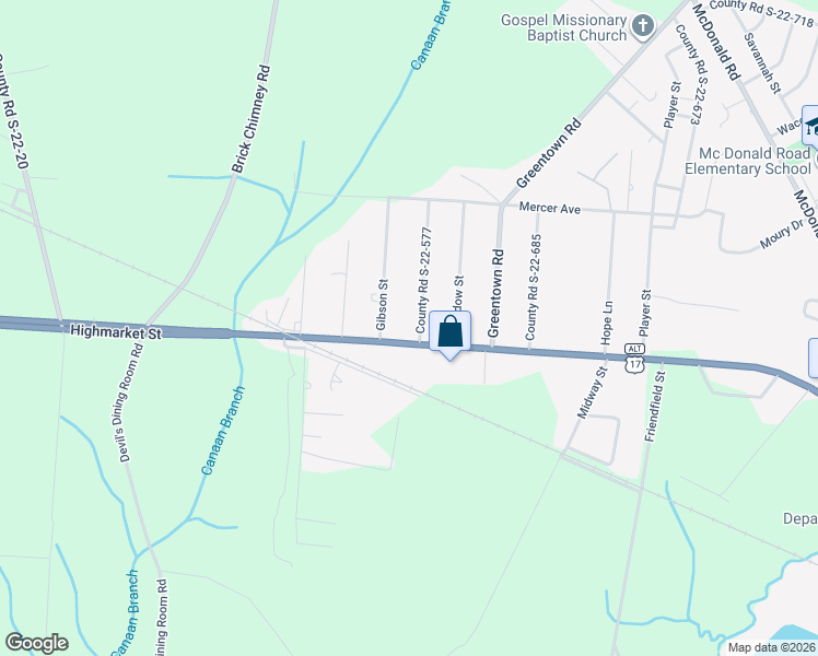 map of restaurants, bars, coffee shops, grocery stores, and more near 53 County Road S-22-577 in Georgetown