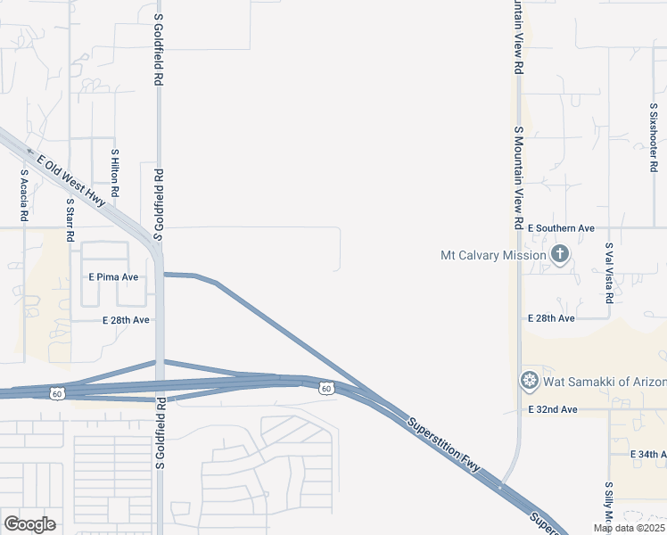 map of restaurants, bars, coffee shops, grocery stores, and more near 2590 South Arroya Road in Apache Junction