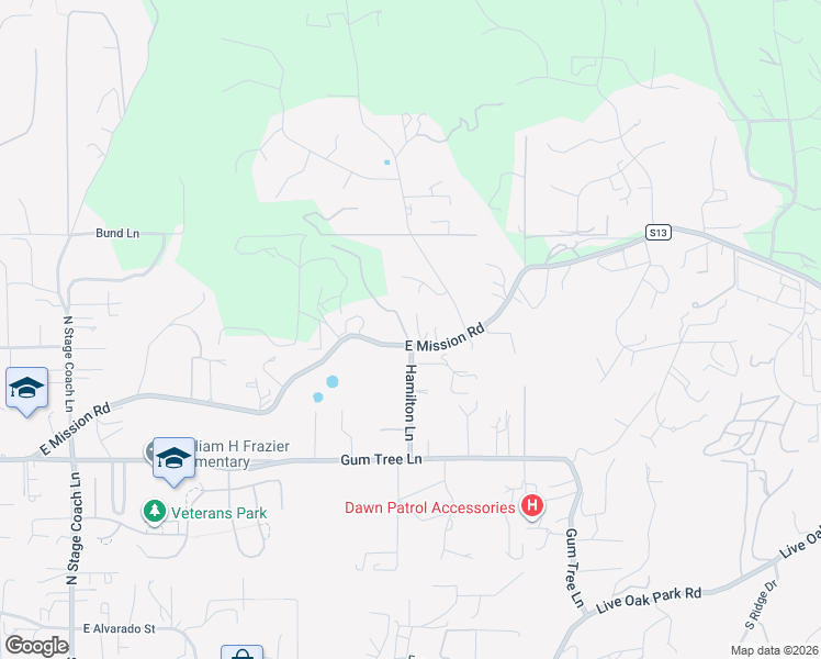 map of restaurants, bars, coffee shops, grocery stores, and more near 2306 East Mission Road in Fallbrook