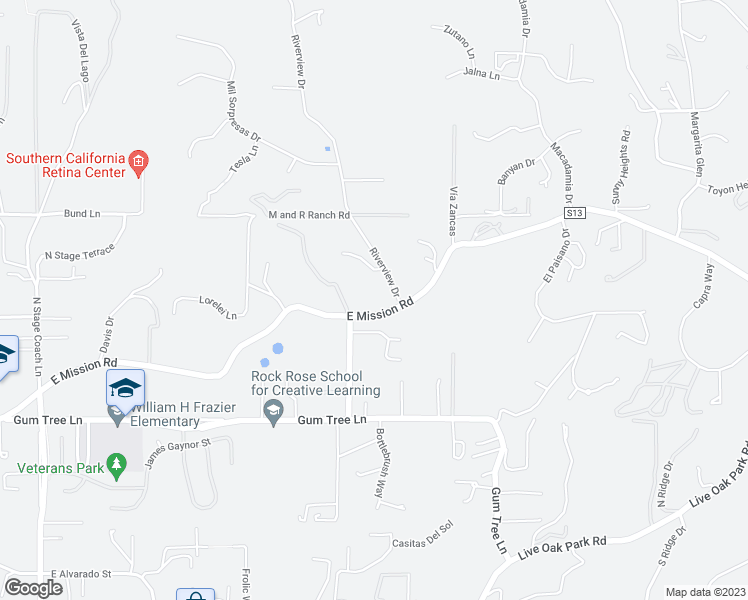 map of restaurants, bars, coffee shops, grocery stores, and more near 920 Riverview Drive in Fallbrook