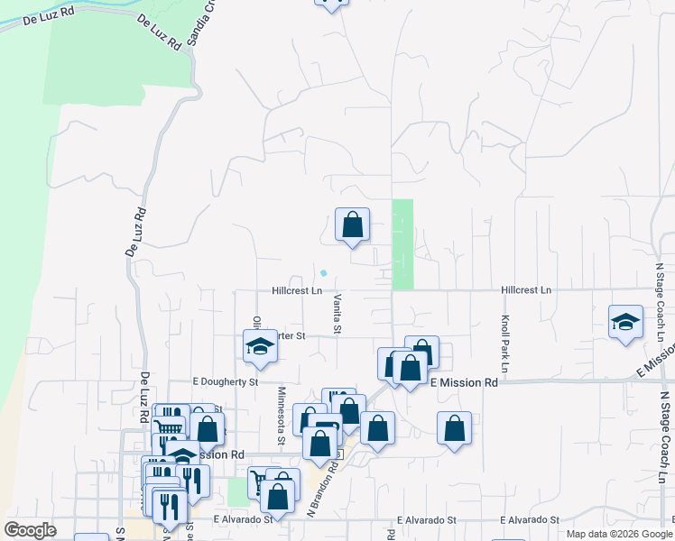 map of restaurants, bars, coffee shops, grocery stores, and more near 746 Hillcrest Lane in Fallbrook